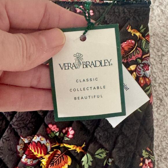 VTG Vera Bradley Chocolat Floral Cosmetic Case Wipeable Interior USA Made NEW - Picture 4 of 10